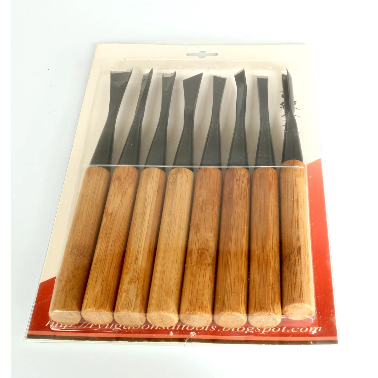 Set de 4 Gubias RYUGA para trabajar la madera con estuche de piel 180 mm